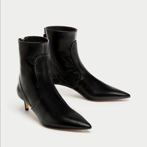 *NWOT* Zara Leather High Heel Ankle Boots